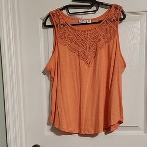 Cato Orange Tank Top with Lace Accents